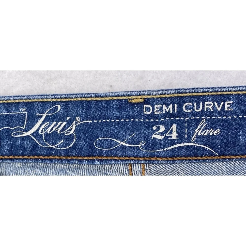 Levi's Demi Curve Flare Jeans Womens Blue Denim Low Rise Stretch 24x27 - Picture 6 of 14